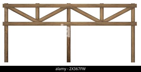 Clôture faite de planches de bois isolées sur blanc Banque D'Images