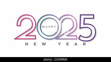 belle ligne de numéro 2025. vecteur du nouvel an 2025. pour une affiche, une carte de voeux et le calendrier du nouvel an 2025. Illustration de Vecteur