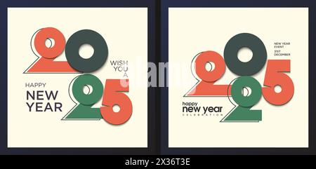 concept de conception de logo de numéro de typographie 2025. Bonne année 2025 design. Pour calendrier 2025, couverture de livre et affiche. Illustration de Vecteur