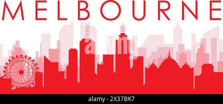 Affiche rouge panoramique de MELBOURNE, AUSTRALIE Illustration de Vecteur