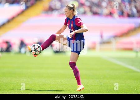 Barcelone, Espagne. 20 avril 2024. Fridolina Rolfo du FC Barcelone lors de l'UEFA Women's Champions League, demi-finale, première manche, entre FC Barcelone et Chelsea FC a joué au stade Luis Company le 20 avril 2024 à Barcelone, en Espagne. (Photo de Bagu Blanco/PRESSINPHOTO) crédit : AGENCE SPORTIVE PRESSINPHOTO/Alamy Live News Banque D'Images