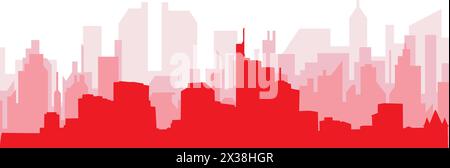 Affiche rouge panoramique de la ville de FRANCFORT, ALLEMAGNE Illustration de Vecteur