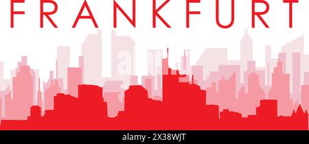 Affiche rouge panoramique de la ville de FRANCFORT, ALLEMAGNE Illustration de Vecteur