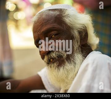 Portrait d'un homme musulman âgé à Varanasi, Inde Banque D'Images