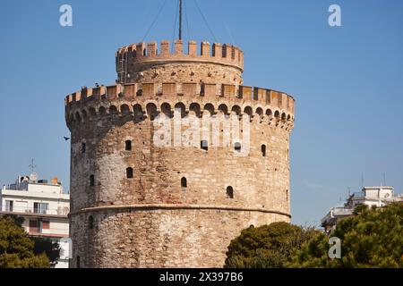 Thessalonique, région de la ville grecque de Macédoine dans le nord de la Grèce promenade front de mer Tour Blanche Banque D'Images