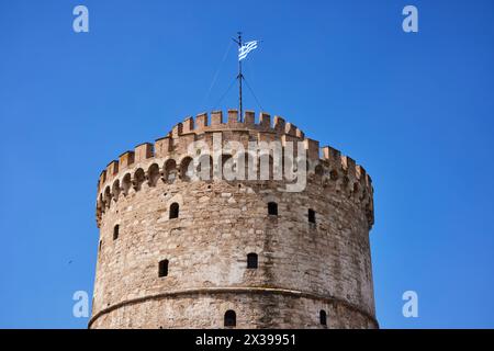 Thessalonique, région de la ville grecque de Macédoine dans le nord de la Grèce promenade front de mer Tour Blanche Banque D'Images