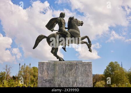 Thessalonique, région de la ville grecque de Macédoine dans le nord de la Grèce promenade du front de mer Alexandre la Grande Statue Banque D'Images