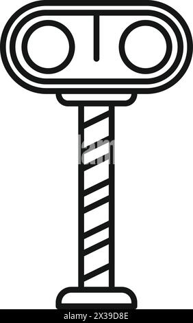 Vecteur de contour d'icône de feux de signalisation de pilier de chemin de fer traversant. Plate-forme d'avertissement. Franchir l'obstacle Illustration de Vecteur