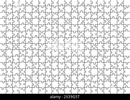 Gabarit vierge de puzzle. Conception de grille de lignes de coupe pour puzzle de 300 pièces. Illustration de Vecteur