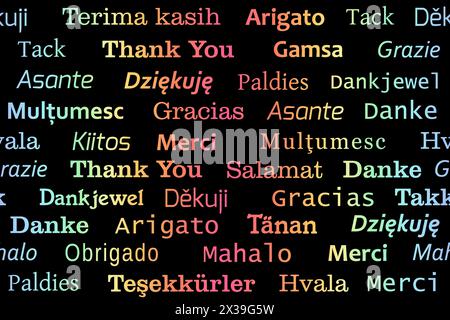Thank you languages concept seamless vector design. Thank you phrase international design. Illustration de Vecteur