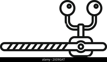 Barrière de passage à niveau fermée avec vecteur de contour d'icône de lumières. Passe à chaud. Trafic en gare Illustration de Vecteur