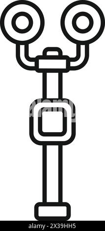 Vecteur de contour d'icône de feux de signalisation de direction. Passe latérale ouverte. Croix de danger Illustration de Vecteur