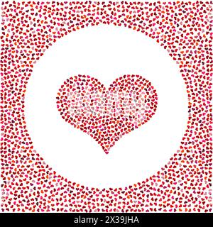 Cœur rouge fait de petits coeurs et de petits coeurs autour. Fond de Saint-Valentin avec beaucoup de coeurs sur un fond blanc. Symbole de l'élément d'amour pour Illustration de Vecteur