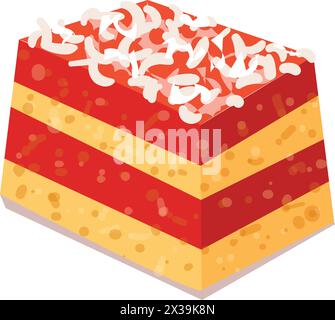 Vecteur de dessin animé d'icône de gâteau aux fruits tranchés doux. Pâte à la fraise. Délicieuse tranche Illustration de Vecteur