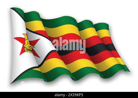Drapeau agitant réaliste du Zimbabwe isolé sur fond blanc Illustration de Vecteur