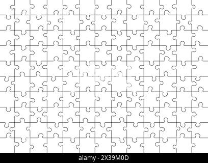 Gabarit vierge de puzzle. Conception de grille de lignes de coupe pour puzzle de 100 pièces. Illustration de Vecteur