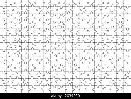 Gabarit vierge de puzzle. Conception de grille de lignes de coupe pour puzzle de 200 pièces. Illustration de Vecteur