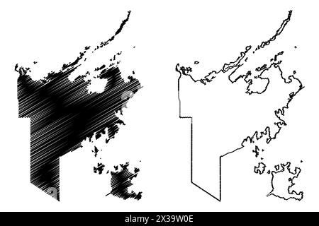 East Arnhem Region (Commonwealth of Australia, Northern Territory, NT) illustration vectorielle, carte à croquis griffonné Illustration de Vecteur
