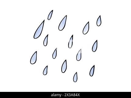 Elément de griffonnage aquarelle en gouttes de pluie. Illustration vectorielle. Illustration de Vecteur