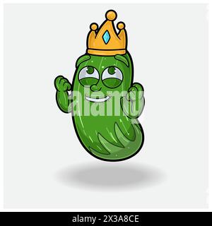 Concombre fruit Crown Mascot personnage Cartoon avec expression heureuse. Illustrations vectorielles Illustration de Vecteur