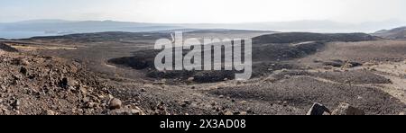 Panorama du cratère, le sel du lac Assal, Djibouti Banque D'Images