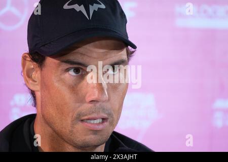 Madrid, Espagne. 25 avril 2024. Rafael Nadal lors de la conférence de presse au Mutua Madrid Open, le 25 avril 2024, à Madrid, Espagne crédit : Sipa USA/Alamy Live News Banque D'Images