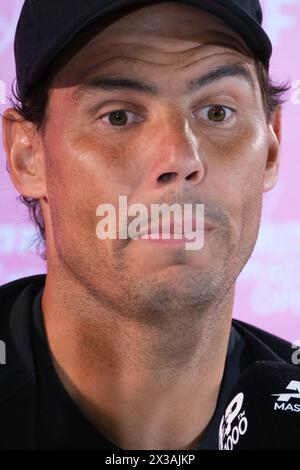 Madrid, Espagne. 25 avril 2024. Rafael Nadal lors de la conférence de presse au Mutua Madrid Open, le 25 avril 2024, à Madrid, Espagne crédit : Sipa USA/Alamy Live News Banque D'Images