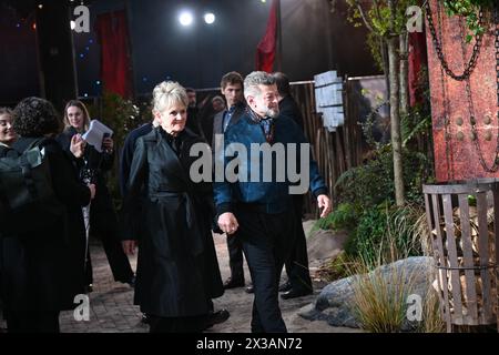 LONDRES, ANGLETERRE - AVRIL 25 2024 : Lorraine Ashbourne, Andy Serkis et Louis Serkis-Ashbourne assistent au Royaume de la planète des singes au BFI IMAX, Londres, Royaume-Uni. Banque D'Images