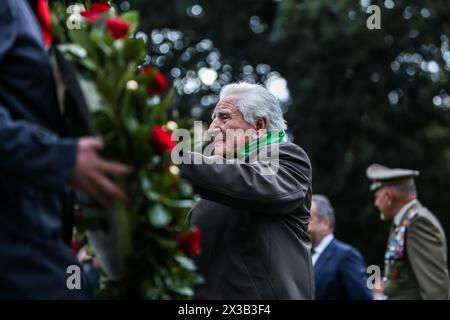 Palerme, Italie. 25 avril 2024. Ottavio Terranova, ANPI, lors de la Journée de la libération à Palerme. (Photo d'Antonio Melita/Pacific Press) crédit : Pacific Press Media production Corp./Alamy Live News Banque D'Images