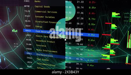 Image du traitement des données financières au-dessus de la tête humaine Banque D'Images