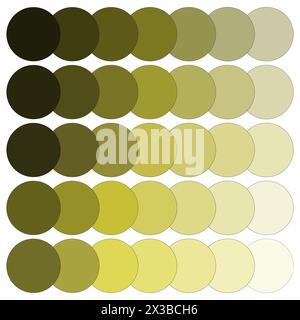 Cercles dégradés vert olive. Palette de couleurs aux tons chauds. Séquence de formes arrondies. Illustration vectorielle. SPE 10. Illustration de Vecteur