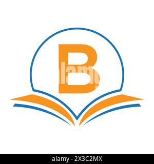 Logo Monogram Education sur la lettre B concept avec icône Livre ouvert Illustration de Vecteur