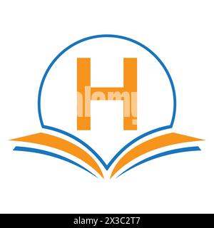 Logo Monogram Education sur la lettre H concept avec icône Livre ouvert Illustration de Vecteur