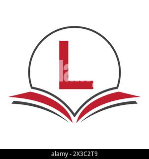 Logo Monogram Education sur lettre l concept avec icône Livre ouvert Illustration de Vecteur