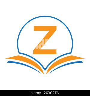 Logo Monogram Education sur lettre Z concept avec icône Livre ouvert Illustration de Vecteur