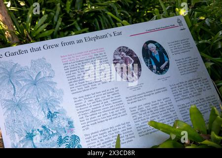 Panneau d'information sur The Lex and Ruby Graham Garden on Cremorne point, Sydney Lower North Shore, NSW, Australie Banque D'Images