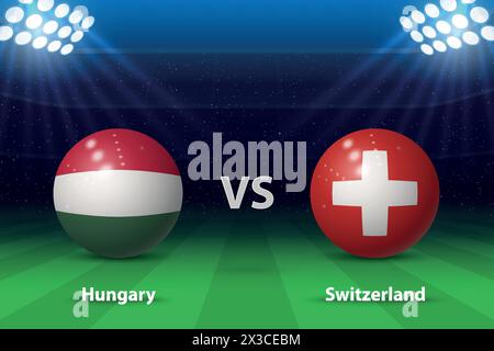 Hongrie vs Suisse. Tournoi de football Europe 2024, modèle graphique de diffusion du tableau de bord du football Illustration de Vecteur