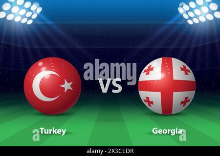 Turquie vs Géorgie. Tournoi de football Europe 2024, modèle graphique de diffusion du tableau de bord du football Illustration de Vecteur