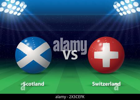 Écosse vs Suisse. Tournoi de football Europe 2024, modèle graphique de diffusion du tableau de bord du football Illustration de Vecteur