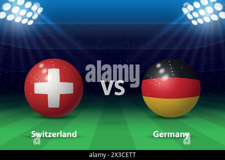 Suisse vs Allemagne. Tournoi de football Europe 2024, modèle graphique de diffusion du tableau de bord du football Illustration de Vecteur