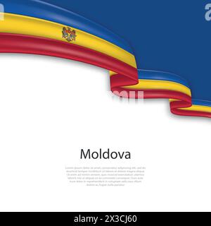 Ruban ondulant avec le drapeau de Moldavie. Modèle pour la conception d'affiche de jour de l'indépendance Illustration de Vecteur