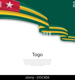 Agitant le ruban avec le drapeau du Togo. Modèle pour la conception d'affiche de jour de l'indépendance Illustration de Vecteur