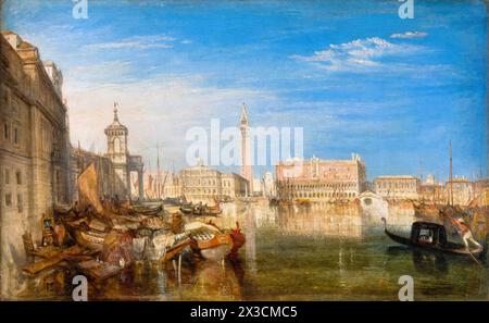 JMW Turner, Pont des Soupirs, Palais Ducal et Maison des douanes, Venise : peinture Canaletti, huile sur bois, 1833 Banque D'Images