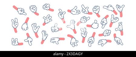 Ensemble de mains de dessin animé dans un style rétro Illustration de Vecteur