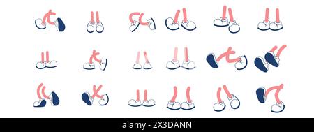 Ensemble de jambes de dessin animé dans un style rétro.. Illustration de Vecteur