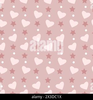 Modèle sans couture avec des coeurs sur fond rose Illustration de Vecteur