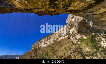 Cascade de la Mea, Ravine of the Mea, Puentedey, Las Merindades, Burgos, Cantabrique, Castilla y León, Espagne, Europe Banque D'Images