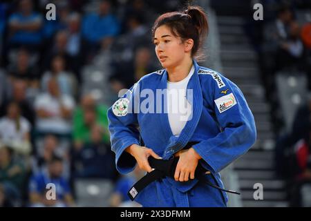 Zagreb, Croatie. 26 avril 2024. La belge Gabriella Willems photographiée lors d'un match de poule d contre Madina Taimazova d'AIN dans la catégorie féminine -70kg lors des Championnats d'Europe de judo à Zagreb, Croatie le vendredi 26 avril 2024. Le tournoi se déroule du 25 au 27 avril. BELGA PHOTO NIKOLA KRISTC crédit : Belga News Agency/Alamy Live News Banque D'Images