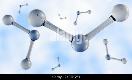 Rendu 3D des molécules d'ozone flottantes dispersées autour Banque D'Images