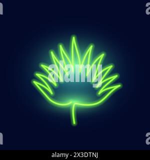 Enseigne au néon tropical de mode. Panneau lumineux de nuit, feuille lumineuse incandescente. Logo d'été, emblème pour Club ou concept de bar, palmier Illustration de Vecteur